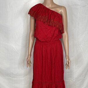 MELISSA ODABASH Women’s Jo One-Shoulder Midi Dress Red Size M